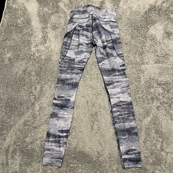Lululemon Leggings Pants Womens 4 Fast & Free Full Length Blue Patterened - Picture 3 of 8